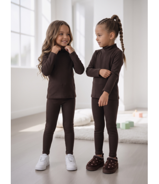 Soft Rib Col & Legging Set – Marron (Verzenddatum 24  sept)