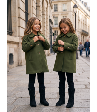 Classic Button Coat – Khaki Green