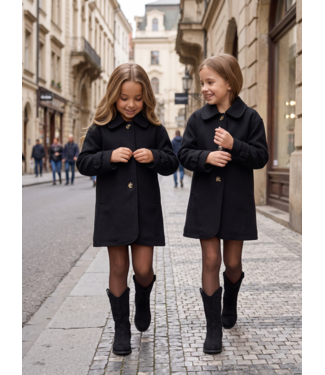 Classic Button Coat – Zwart