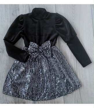 Draakjes en Boefjes Velvet Bow Sequin Dress - Zwart
