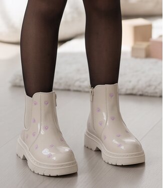 Chelsea Heart Boots - Shiny Beige