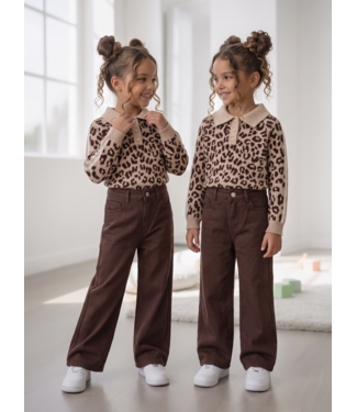Leopard Knit Polo Sweater – Beige