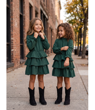 Emerald Layered Ruffle Dress – Green