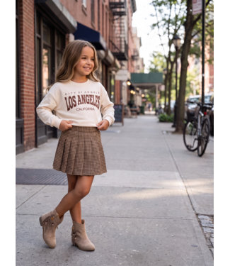 Los Angeles Sweater & Check Skirt Set – Beige (verzenddatum 24 sept)