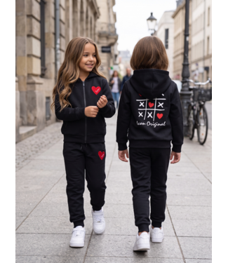 Icon Heart Zip Joggingset – Zwart