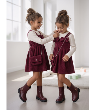 Bow Pinafore Dress Set – Bordeaux