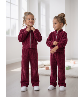Velvet Zip Wide Leg Set – Bordeaux