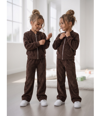 Velvet Zip Wide Leg Set – Marron