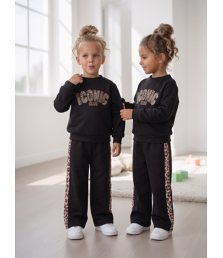 Iconic Leopard Wide Leg Set – Zwart