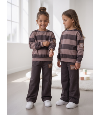 Cacao Stripe Wide Leg Set – Marron