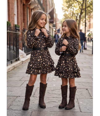 Leopard Ruffle Belt Dress – Marron