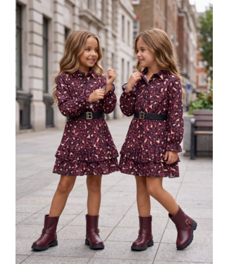 Leopard Ruffle Belt Dress – Bordeaux