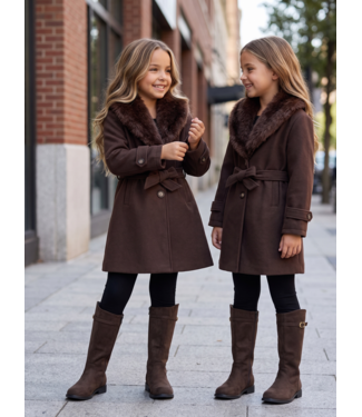 Fur Collar Belt Coat – Marron (Verzenddatum 24 sept)