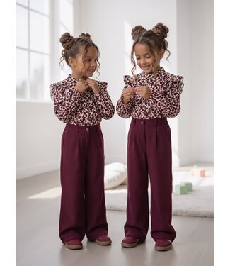 Floral Blouse & Wide Leg Set – Bordeaux