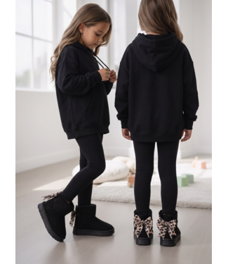 Leopard Bow Boots – Zwart