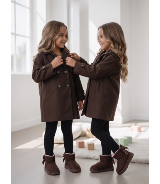 Classic Double-Breasted Coat -Marron