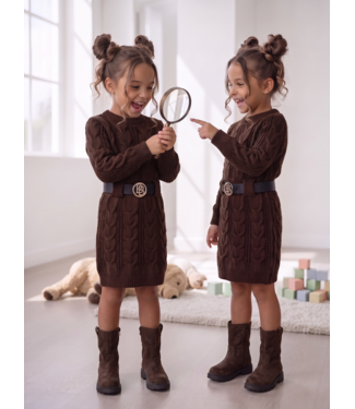 Cable Knit Belt Dress – Marron