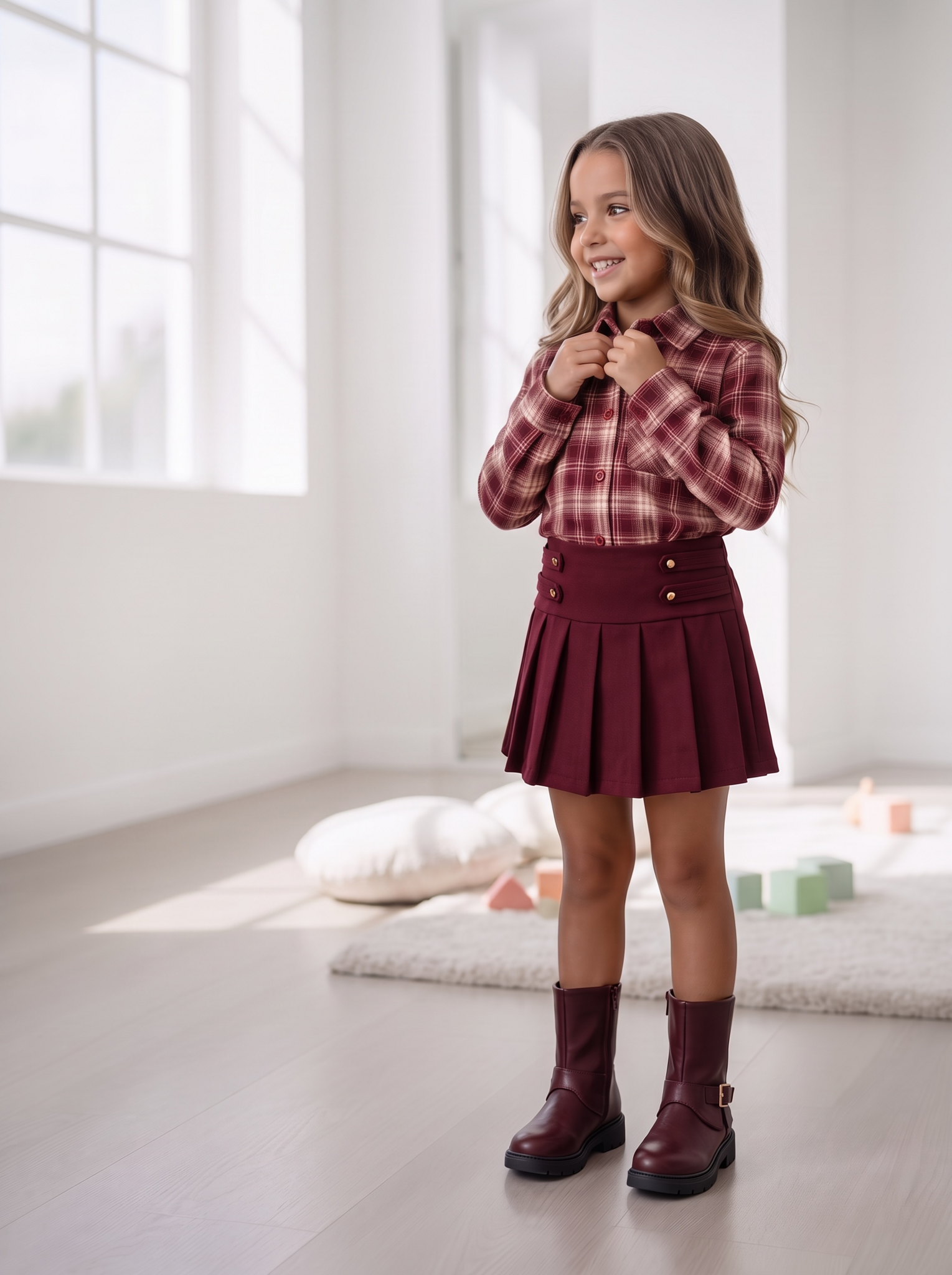 Heritage Check Skort Set – Bordeaux