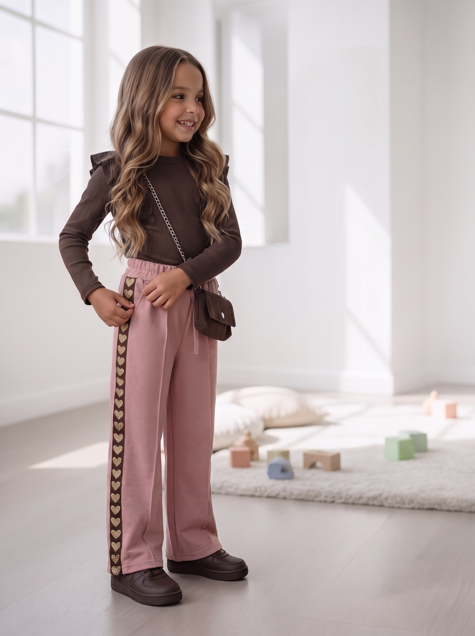 Golden Heart Flared Pants – Roze