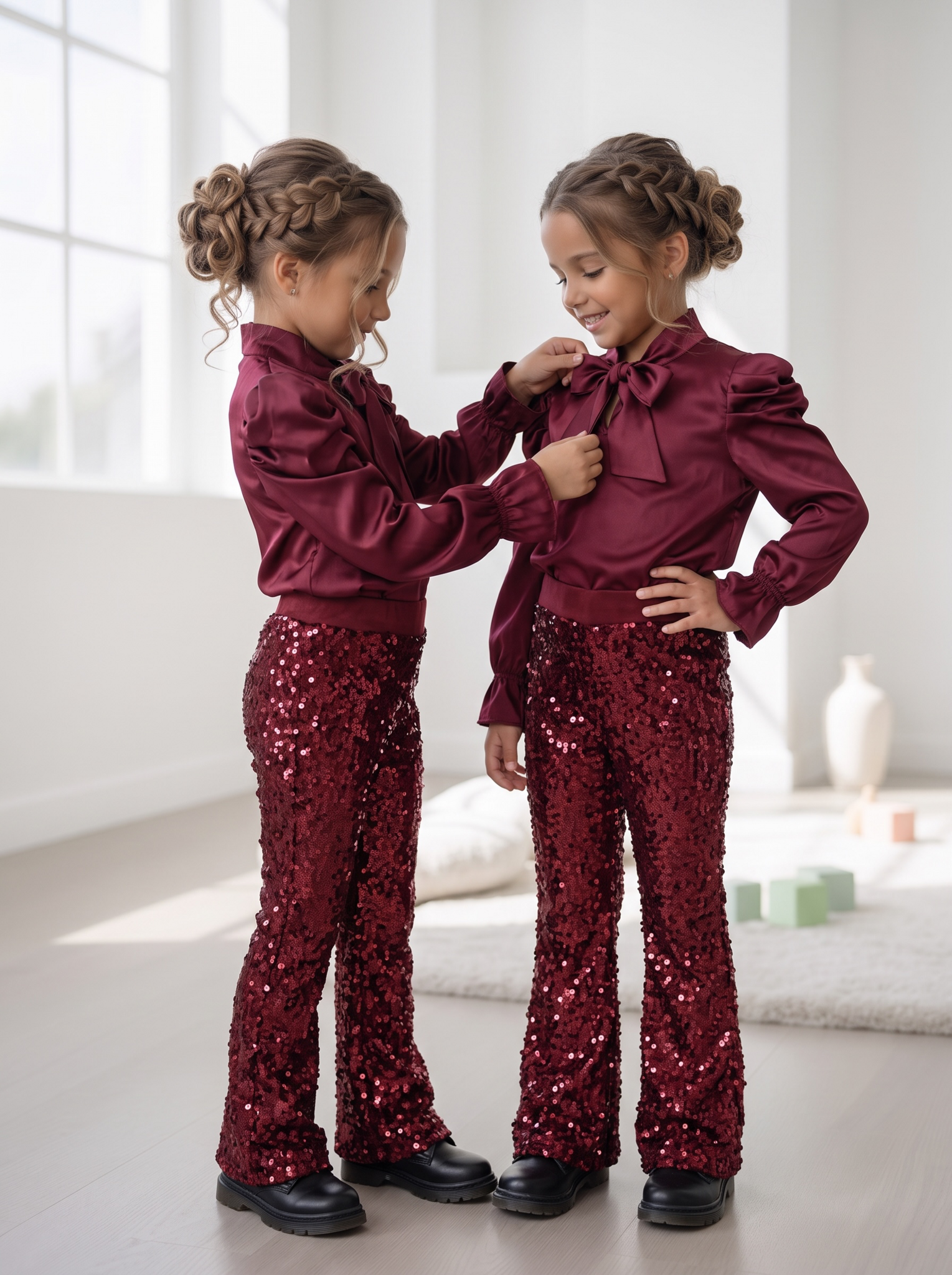 Sparkle Flared Pants – Bordeaux