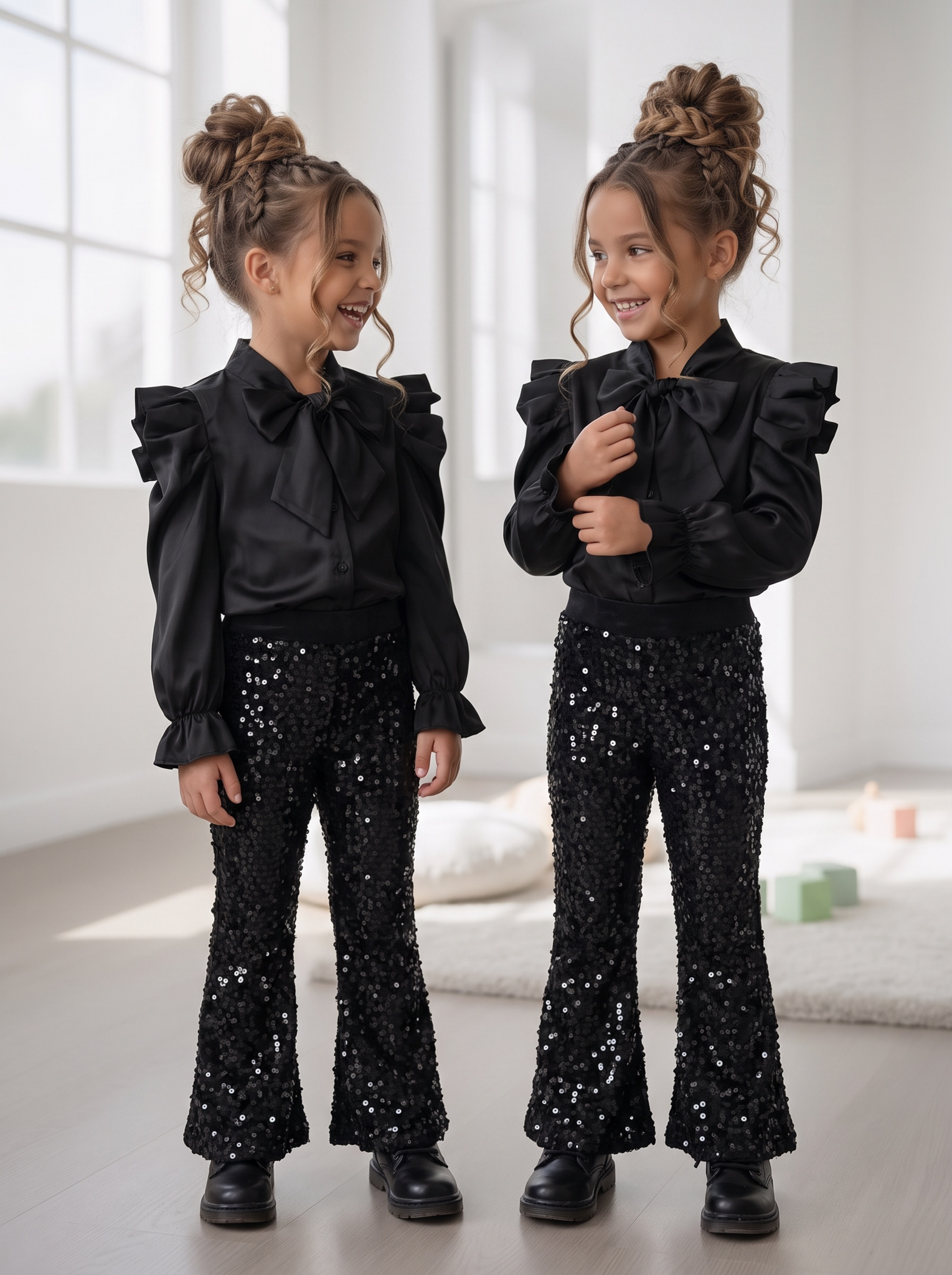 Sparkle Flared Pants – Zwart