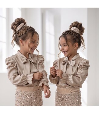 Satin Bow Blouse – Beige