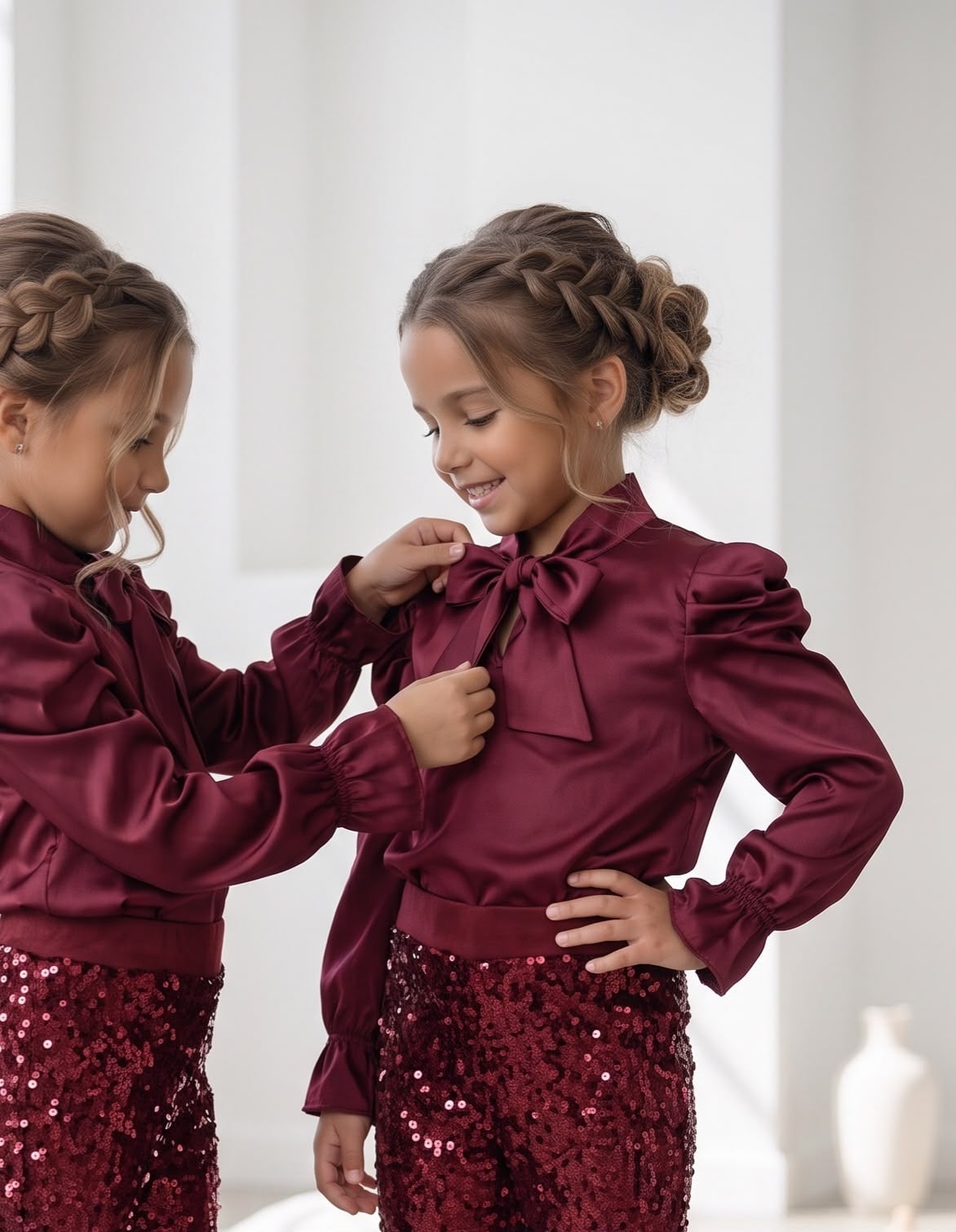 Satin Bow Blouse – Bordeaux