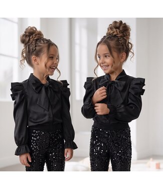 Satin Bow Blouse – Zwart