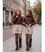 Ruffle Knit Sweater & Herringbone Short Set – Bruin/Beige