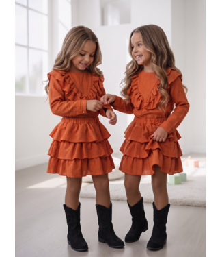 Ruffle Top & Layered Skirt Set – Terracotta