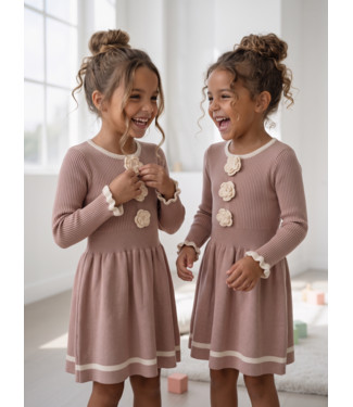Flower Knit Dress – Taupe