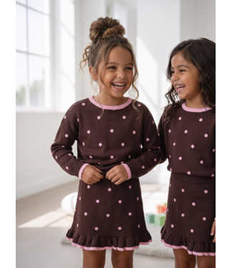 Dotty Knit Set – Bruin/Roze