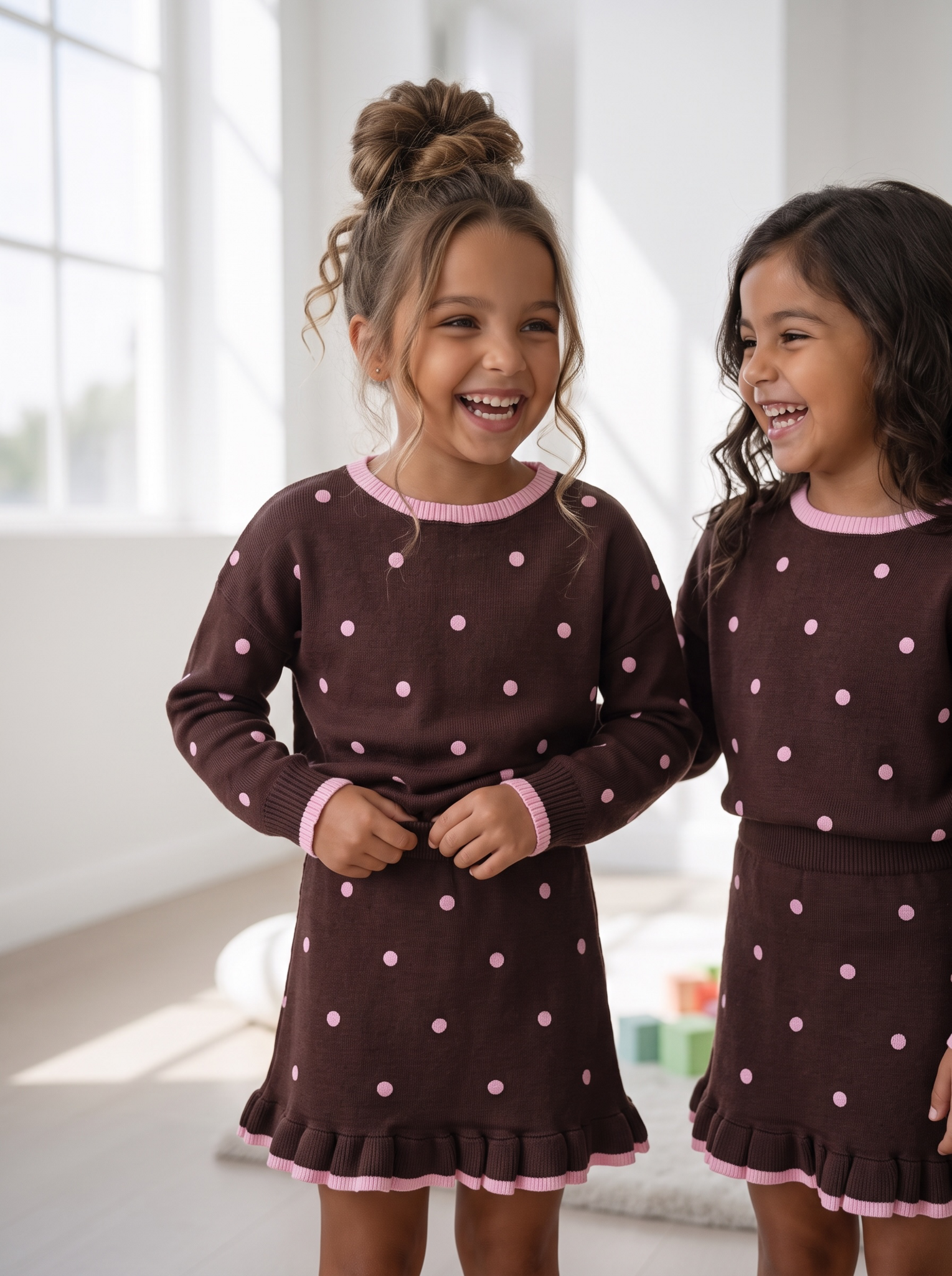 Dotty Knit Set – Marron Pink
