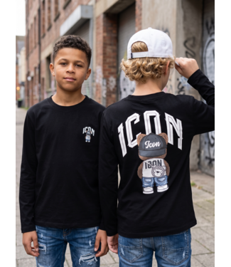 Icon Bear Backprint Longsleeve – Zwart (verzenddatum 4 okt)
