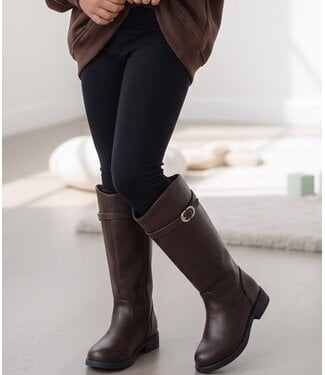 Classic Gold Detail Boots – Marron