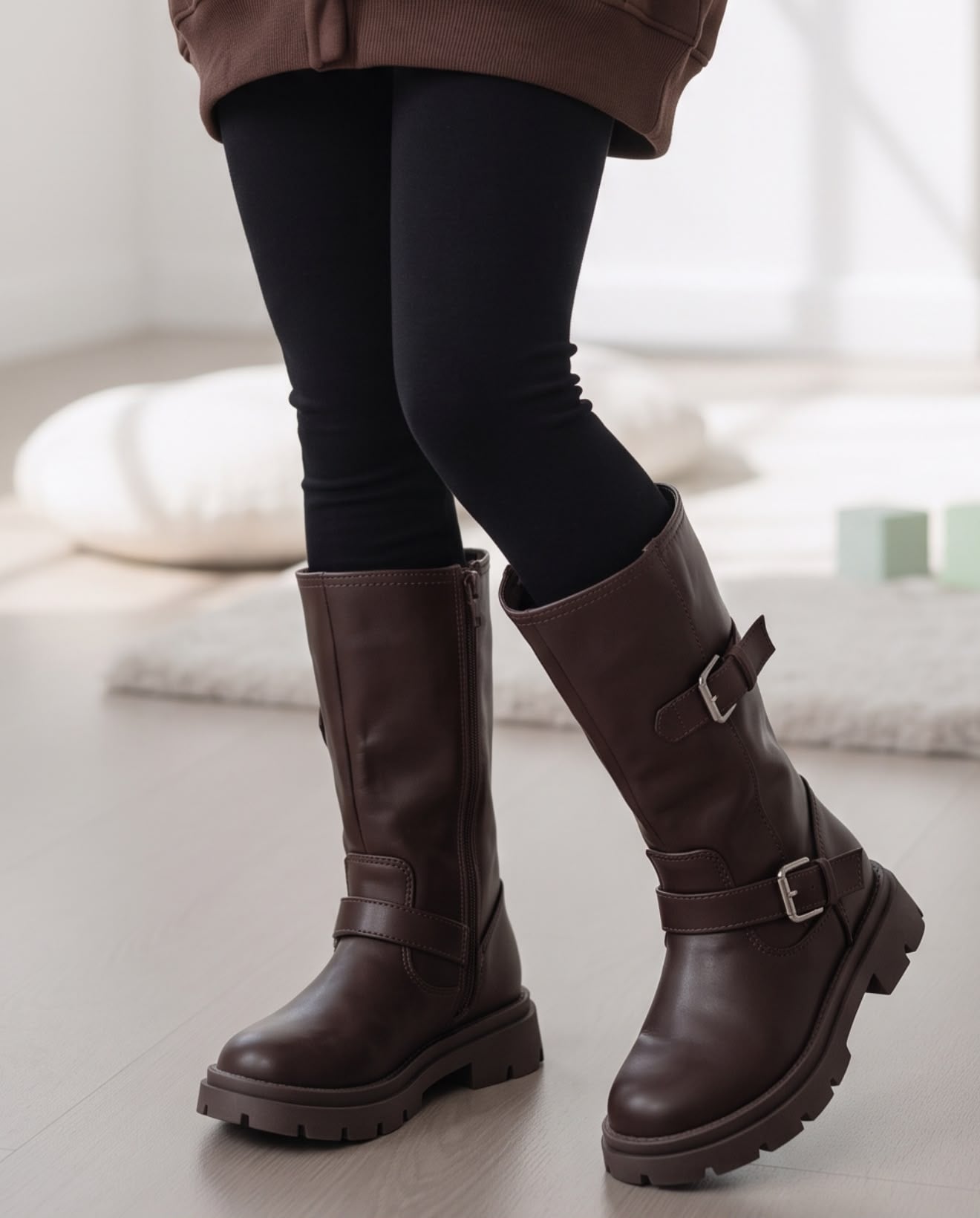 Buckle Biker Boots – Marron (verzenddatum 1 okt)