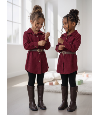 Corduroy Belt Dress – Bordeaux