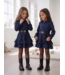 Belted Ruffle Dress – Navy