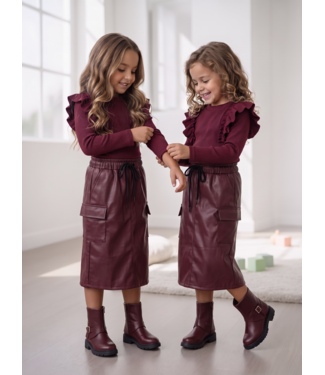 Leatherlook Cargo Rok – Bordeaux