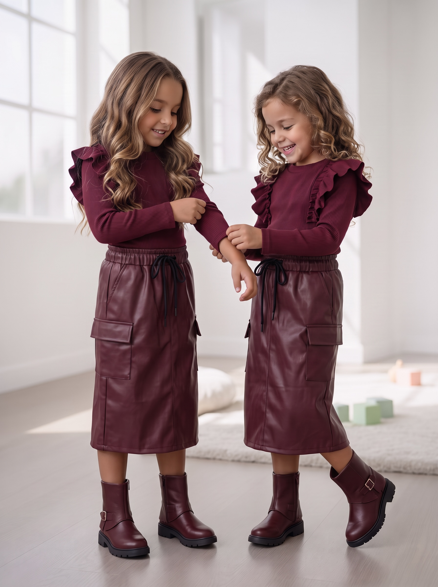 Leatherlook Cargo Rok – Bordeaux