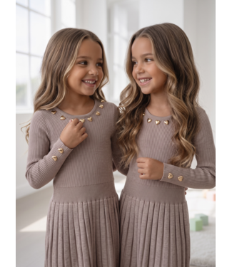 Golden Heart Knit Dress – Taupe