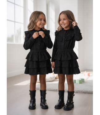 Ruffle Blouse Set – Zwart (verzenddatum 5 okt)