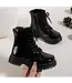 Shiny Lace Boots - Zwart