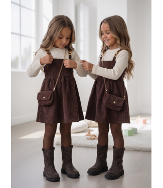 Golden Buckle Pinafore Set – Marron