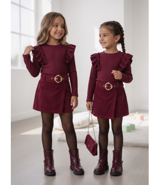 Corduroy Skort & Bagged Top - Bordeaux