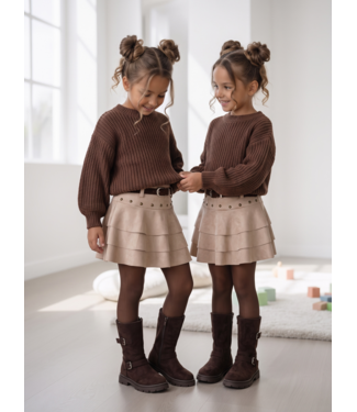 Studded Skirt Set – Beige/Bruin