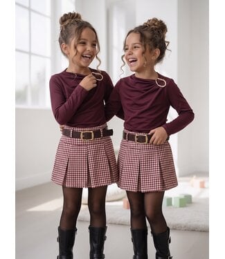 Golden Drape Check Skort Set – Bordeaux (verzenddatum 8 okt)