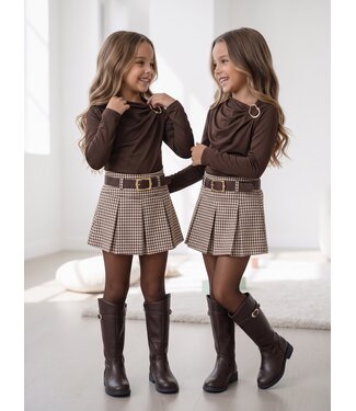 Golden Drape Check Skort Set – Bruin