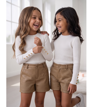 Golden Button Rib Set – Wit/Camel