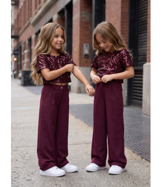Sequin Wide Leg Set – Bordeaux